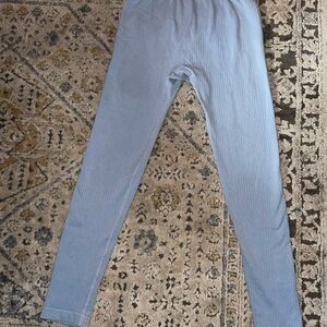 Slim Fit Blue Leggings with Soft Texture